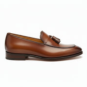 Brown Leather Tassel Moccasins Formal Dress Shoes - side-view