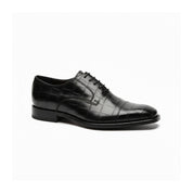 side-view - Crocodile-Texture Black Leather Dress Shoes