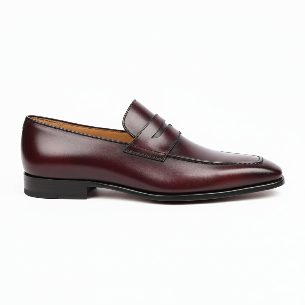 Dark Burgundy Leather Formal Shoes - side-view