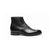 Men's Black Leather Button Boots - Ankle Design - side-view