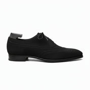 Men's Black Suede Wingtip Dress Shoes - side-view