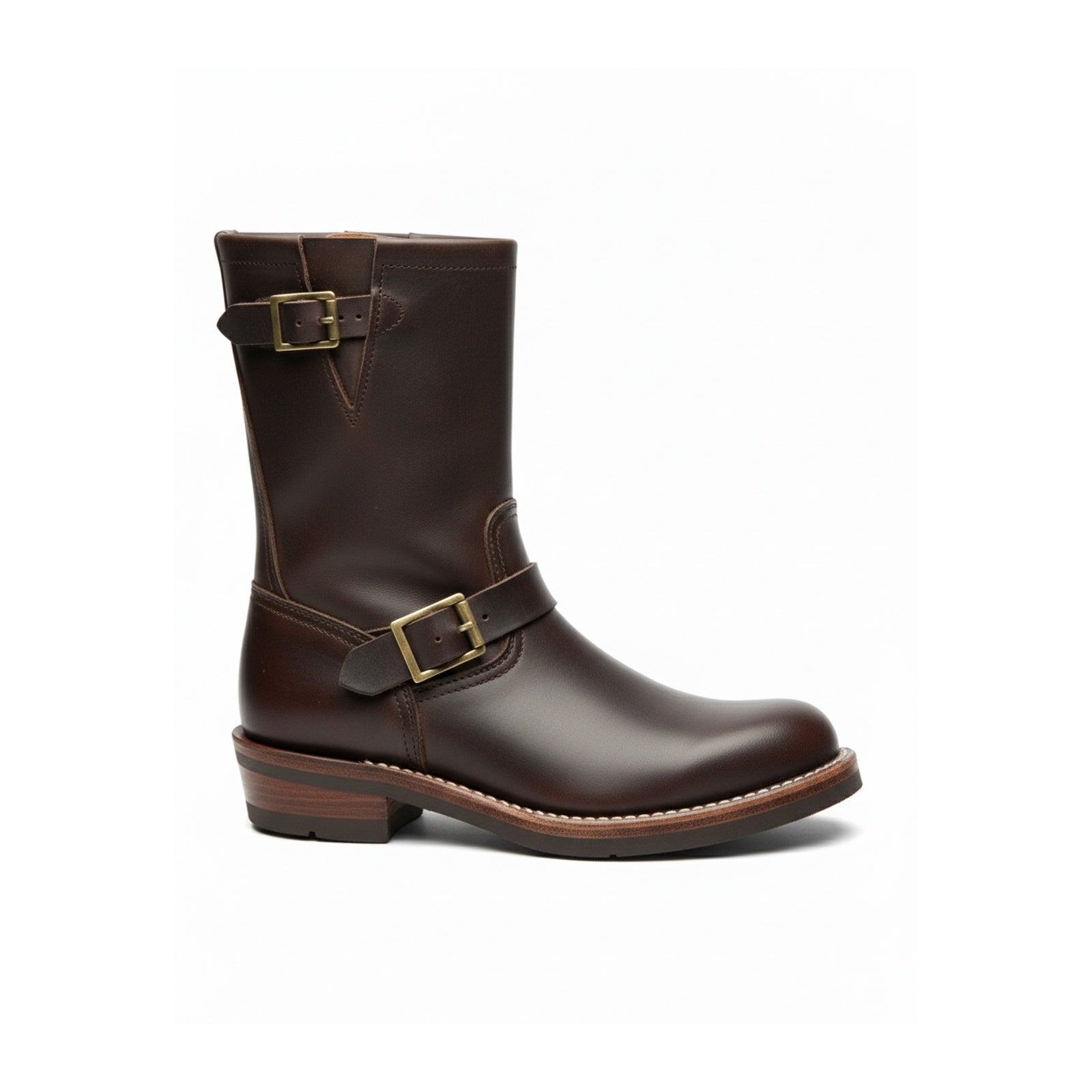 Men's Maroon Leather Work Boots - side-view