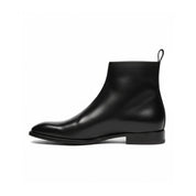 Men's Black Leather Chelsea Boots with Side Zipper - side-view