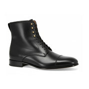 Men's Handmade Black Leather Ankle Boots with Premium Craftsmanship - side-view