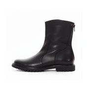 Men's Black Leather Back Zip Boots - side-view