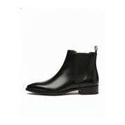 Men's Black Leather Pointed Toe Chelsea Boots - side-view