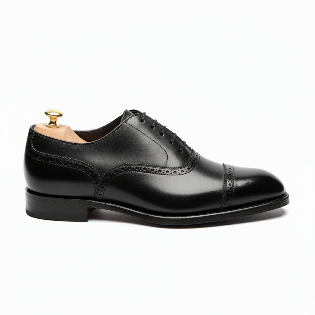 Men's Black Leather Brogue Oxford Shoes - side-view