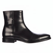 Men's Handmade Black Leather Side Zipper Boots with Ankle Design - side-view