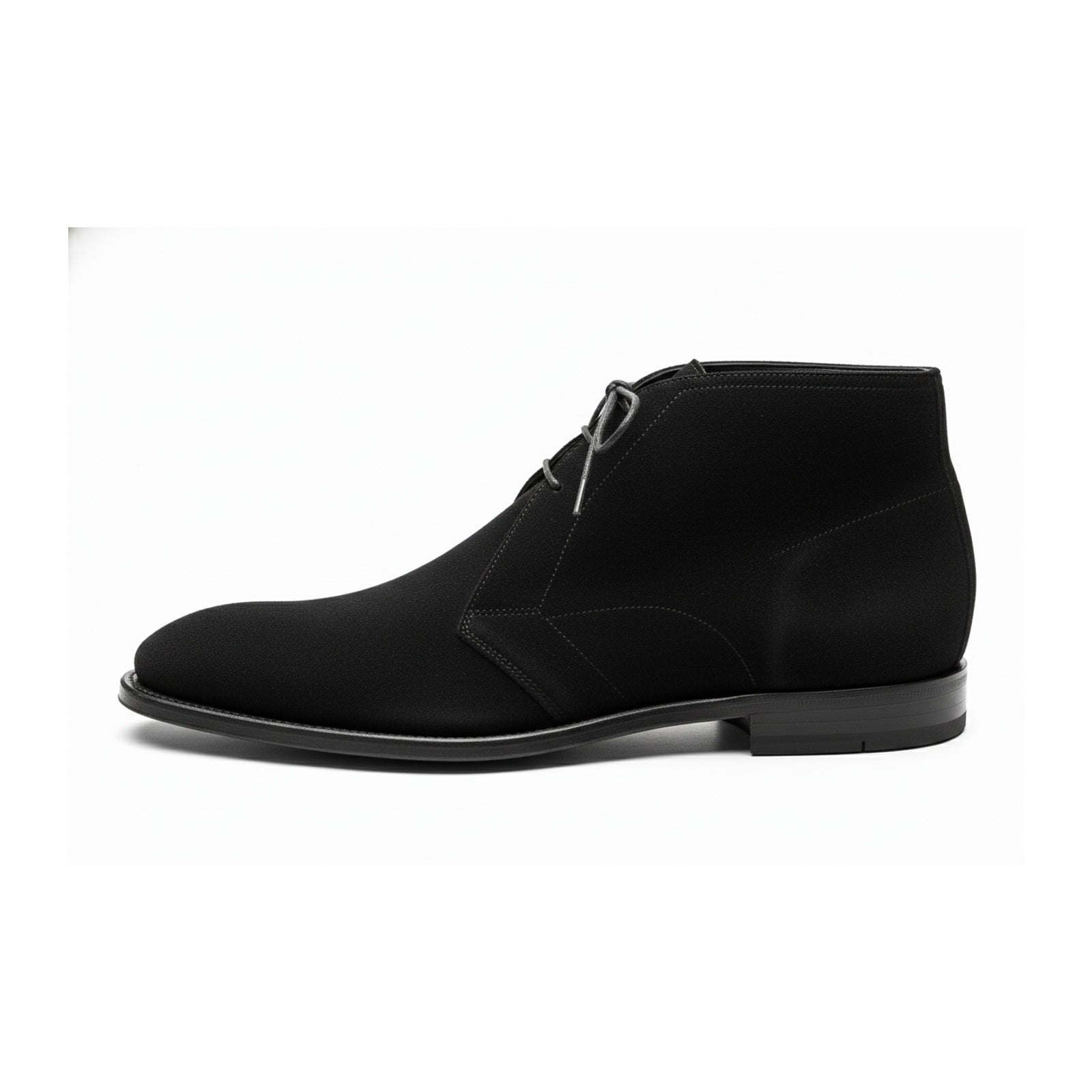 Men's Handmade Black Suede Chukka Boots with Luxurious Craftsmanship - side-view