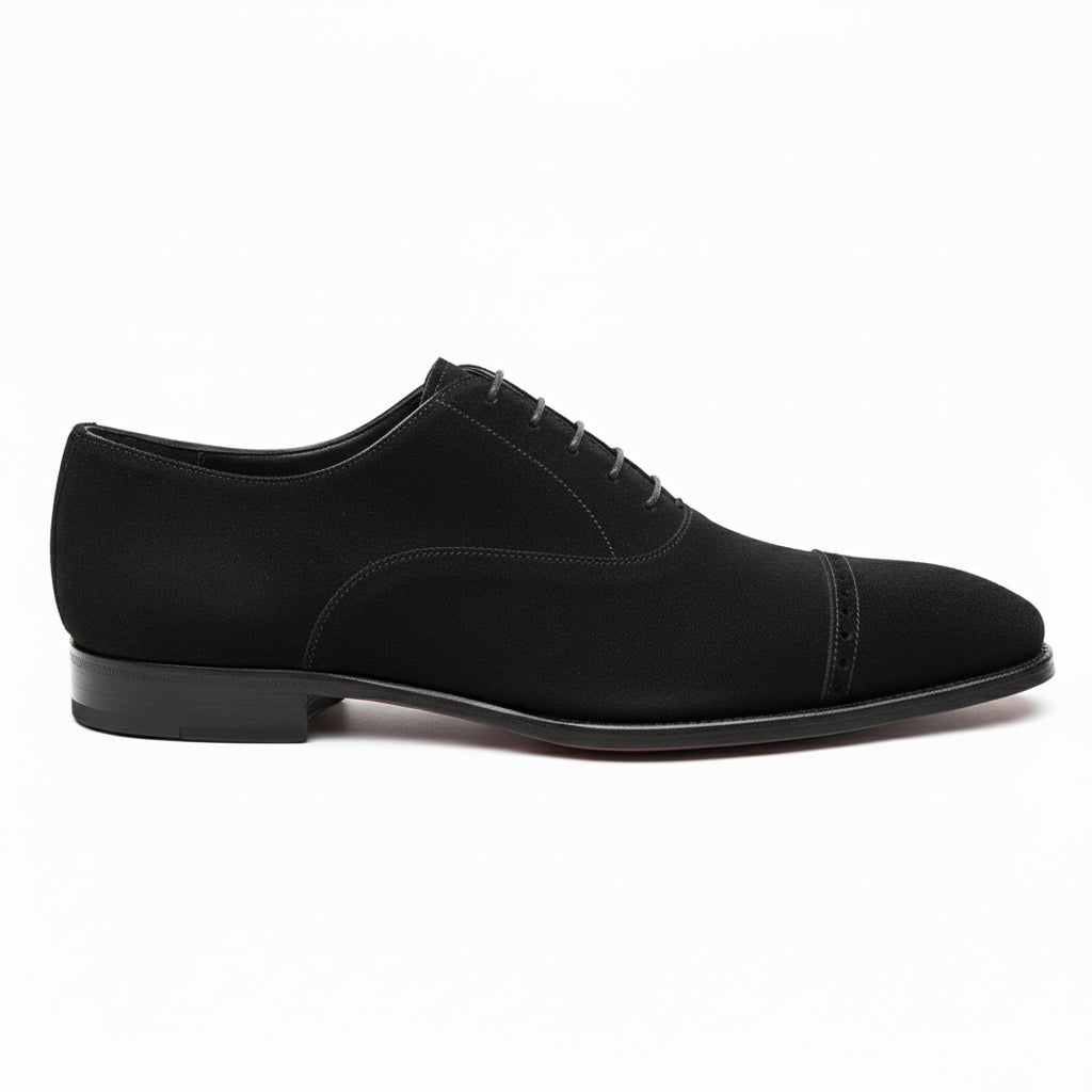 Men's Black Suede Oxford Dress Shoes - side-view