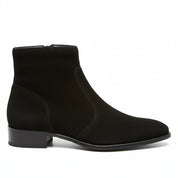 Men's Black Suede Zipper Boots - side-view
