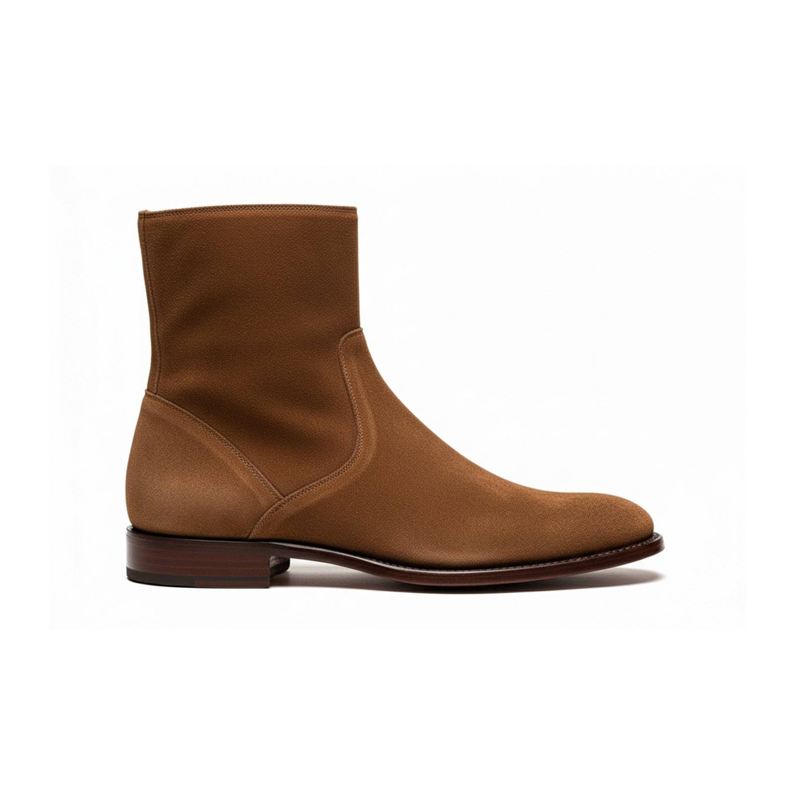 Men's Brown Suede Zipper Ankle Boots - side-view