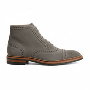 Men's Gray Suede Dress Boots with Lace-up Closure - side-view
