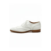 Men's White Leather Wingtip Brogue Dress Shoes - side-view
