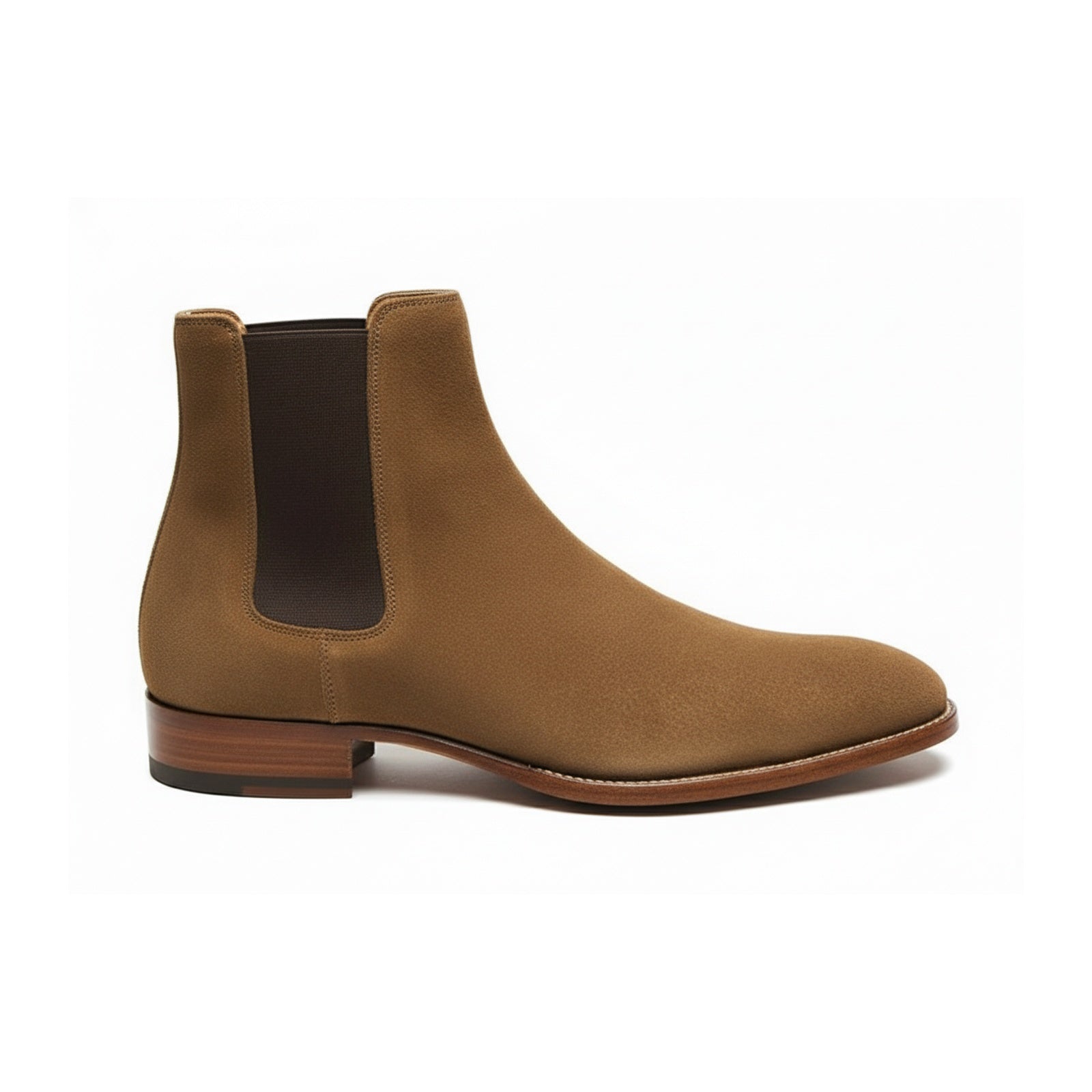 Men's Tan Suede Chelsea Ankle Boots - side-view