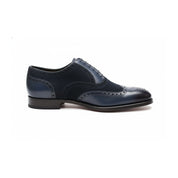 Men's Black Suede & Leather Wingtip Shoes - side-view