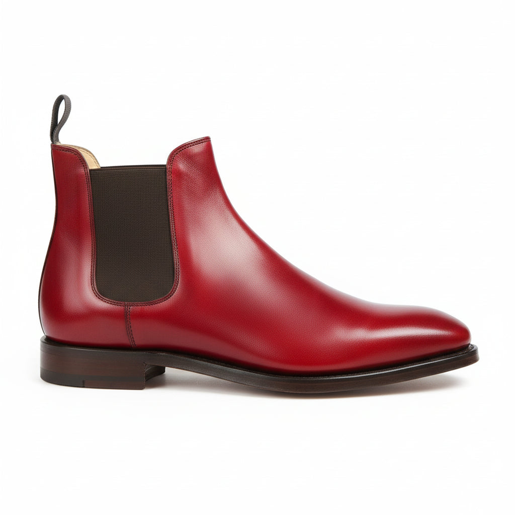 Men's Red Leather Chelsea Boots - side-view