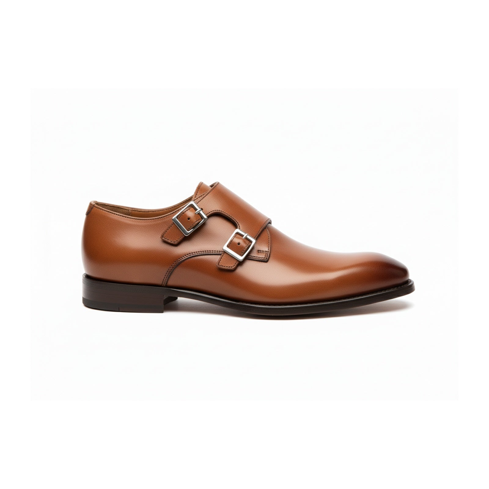 Men's Tan Brown Leather Double Monk Chukka Boots - side-view