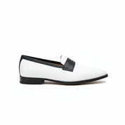 side-view - Handmade Men Two Tone Penny Loafer Shoes, Men Spectatorleather Shoes