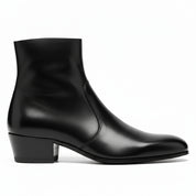 Men's Black Leather High Heel Dress Boots - side-view
