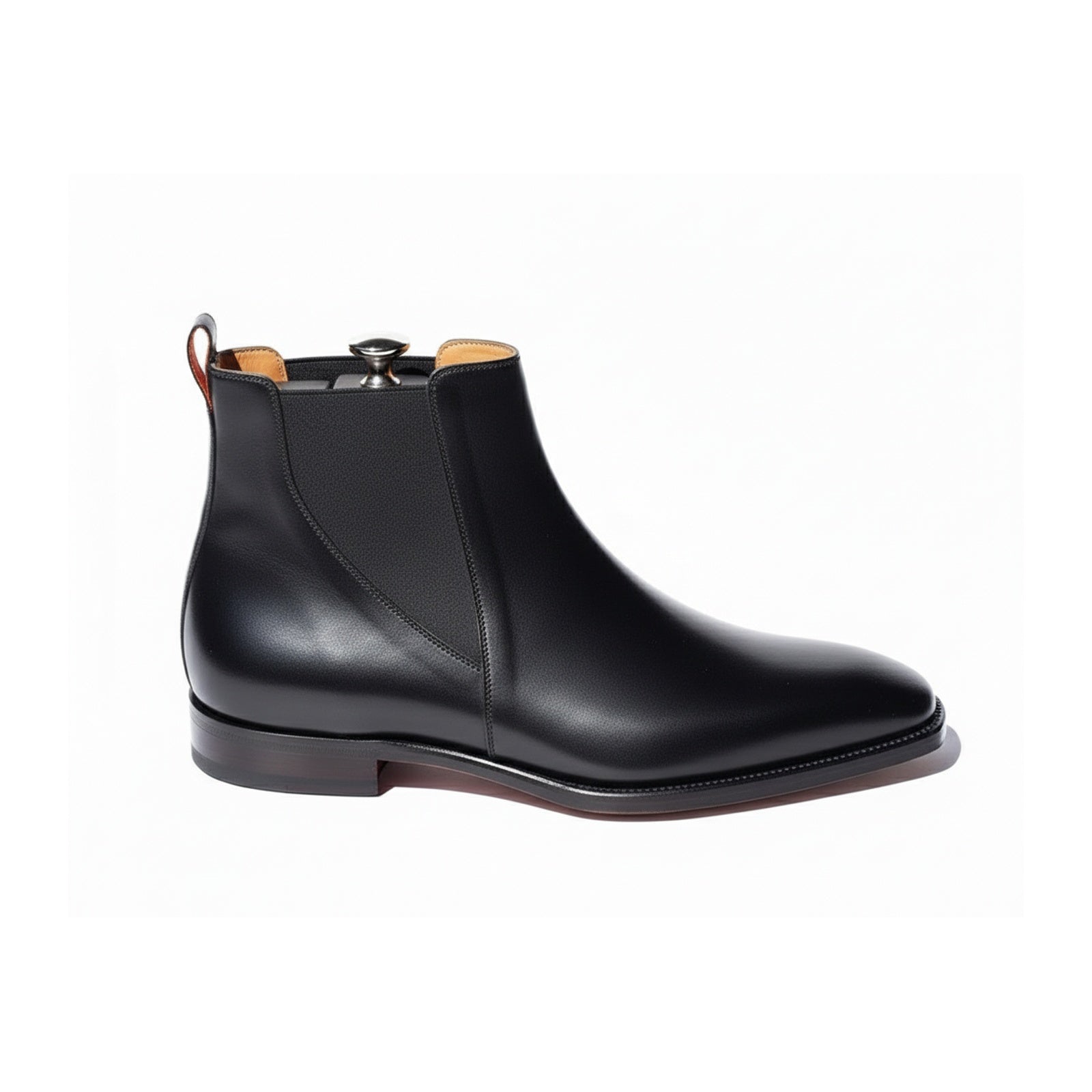 Men's Black Leather Square Toe Chelsea Boots - side-view