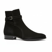 Handmade Mens Black Suede Leather Boots, Men Black Jodhpurs Leather Boot - side-view