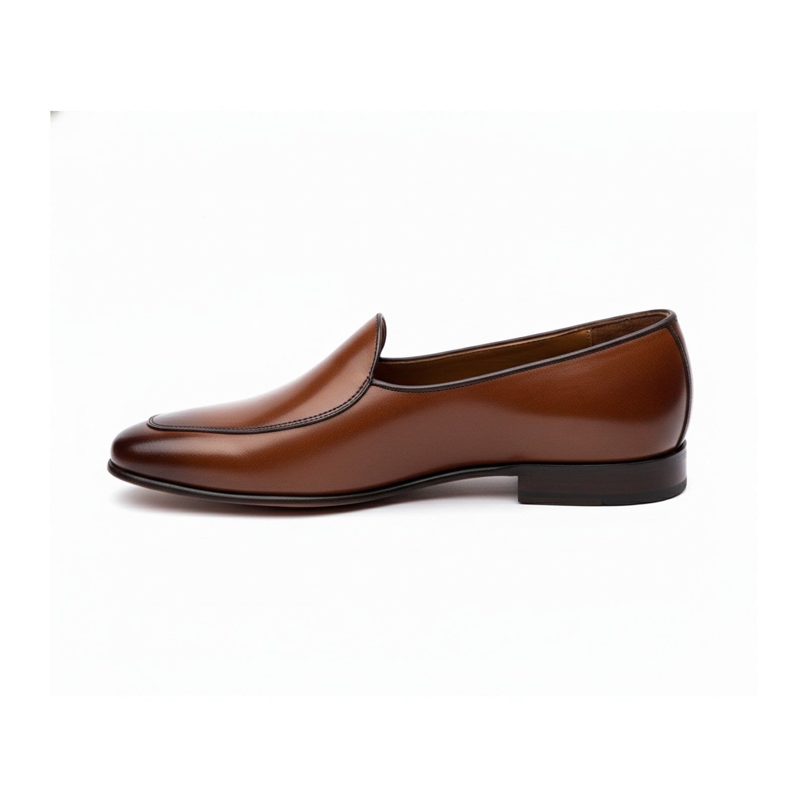 Men's Brown Leather Penny Loafers - side-view
