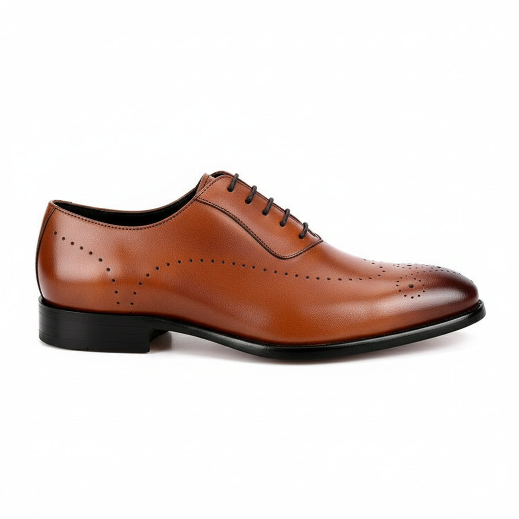 Men's Brown Leather Wingtip Oxford Shoes - side-view