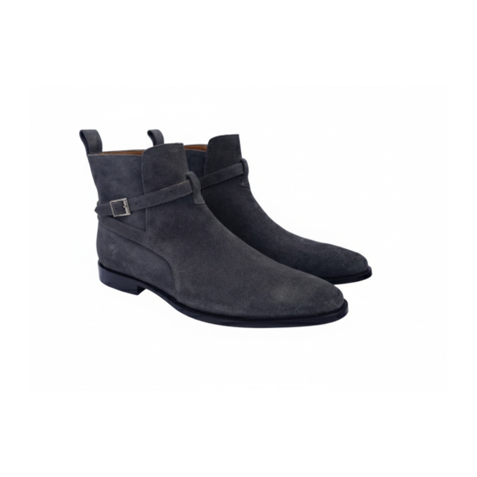 Men's Dark Gray Suede Jodhpur Ankle Boots - side-view