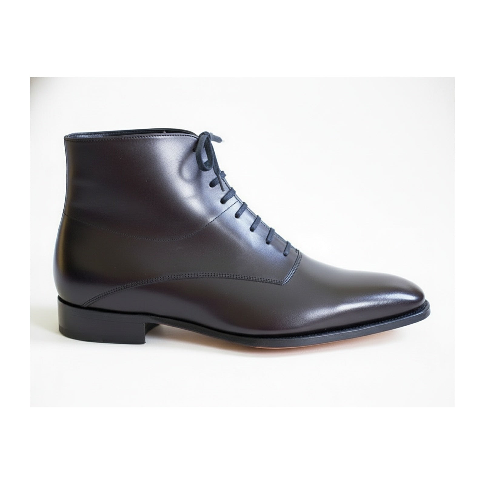 Handmade Mens Fashion Ankle Leather Boot, Men Black Lace Up Boot, Mens Boot - side-view