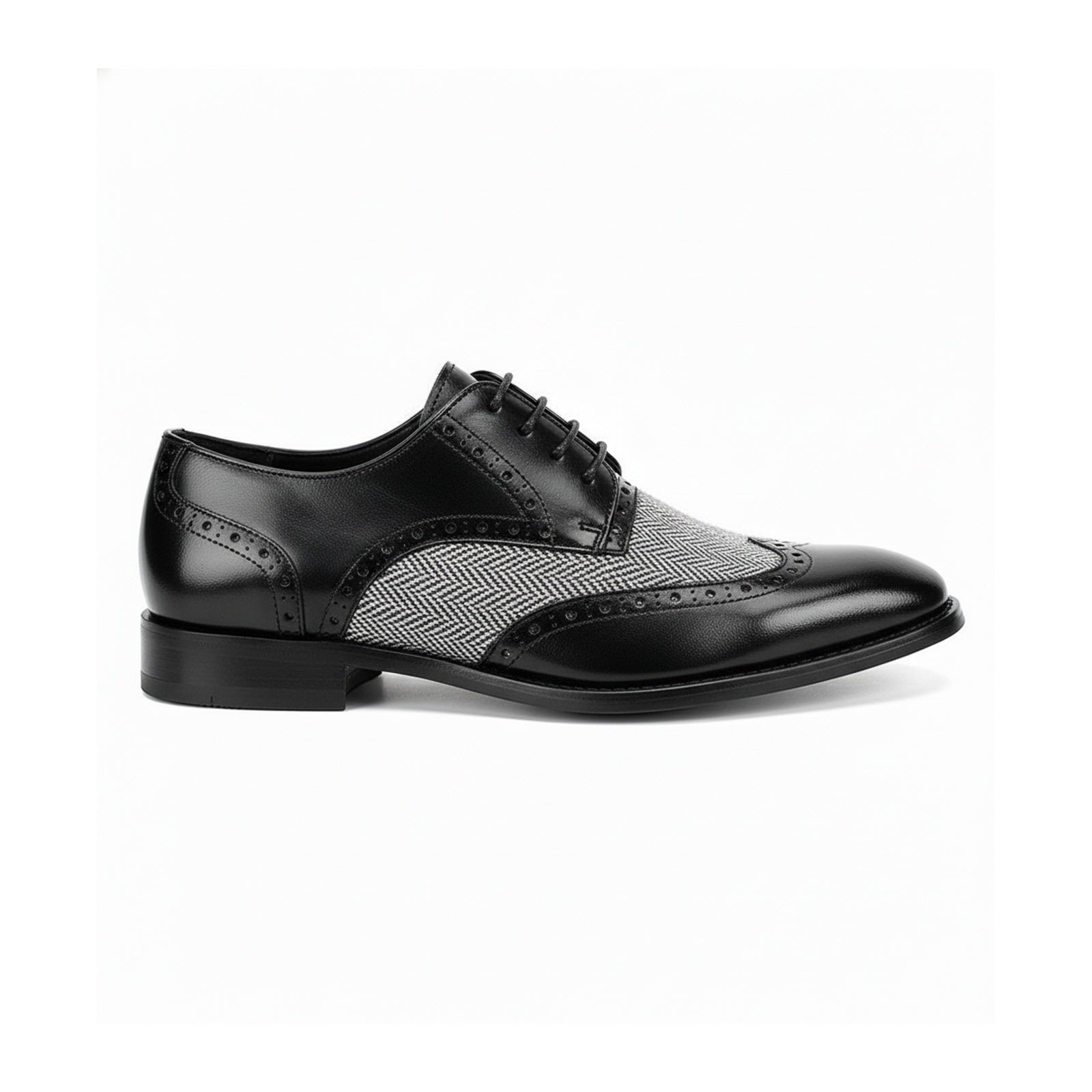 Handmade Mens Formal Shoes, Men Two Tone Wing Tip Dress Shoes, Shoes - side-view