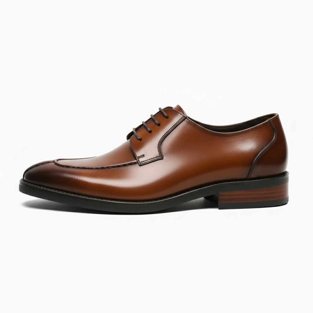 Men's Black Leather Derby Shoes - side-view
