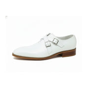Men's White Leather Oxford Dress Shoes - side-view