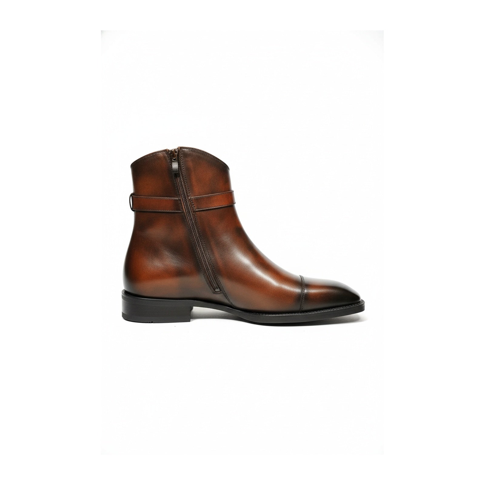Men's Brown Leather Ankle Boots - side-view