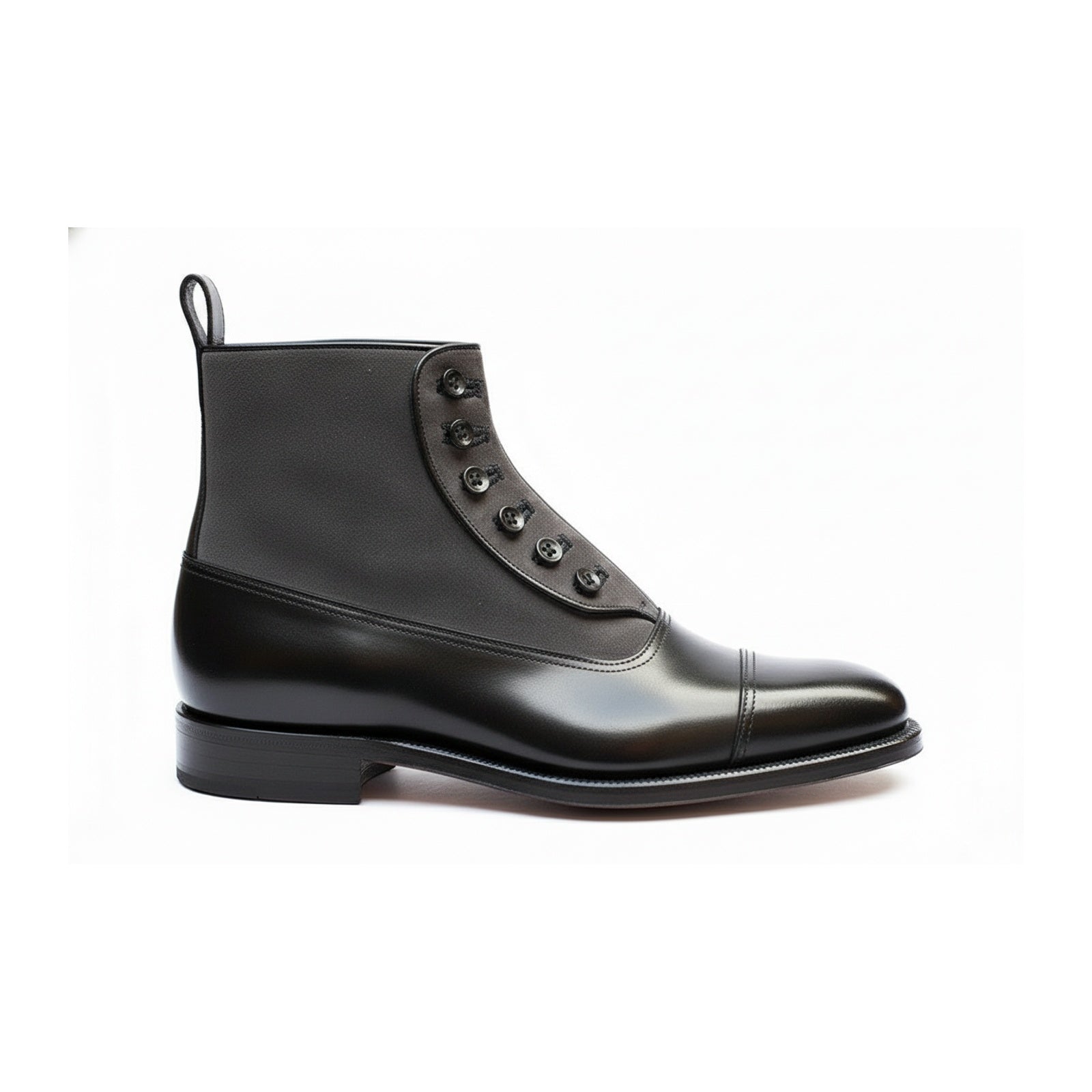 Men's Black & Gray Leather Ankle Boots - side-view