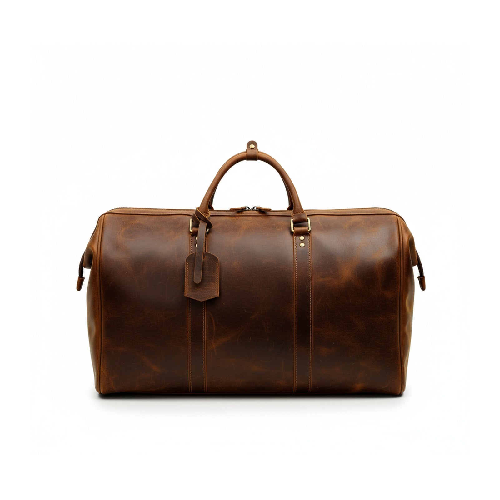 Men's Genuine Leather Travel Duffel Bag - side-view