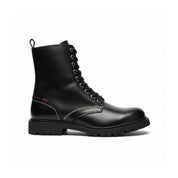 side-view - Leather Biker Boots - Rugged Black