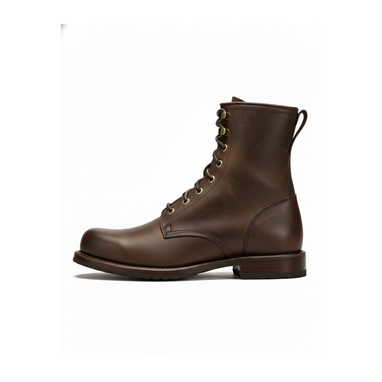 Men Brown Combat Boot, Lace Up Boots, Handmade Leather Boot - side-view
