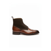 Men Brown Suede and Leather Lace Up Boots, Mens Fashion Leather Boots - side-view