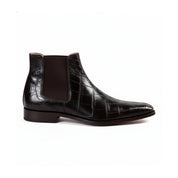 Men Crocodile Boots, Dark Brown Crocodile Texture Boots, Mens Boot - side-view