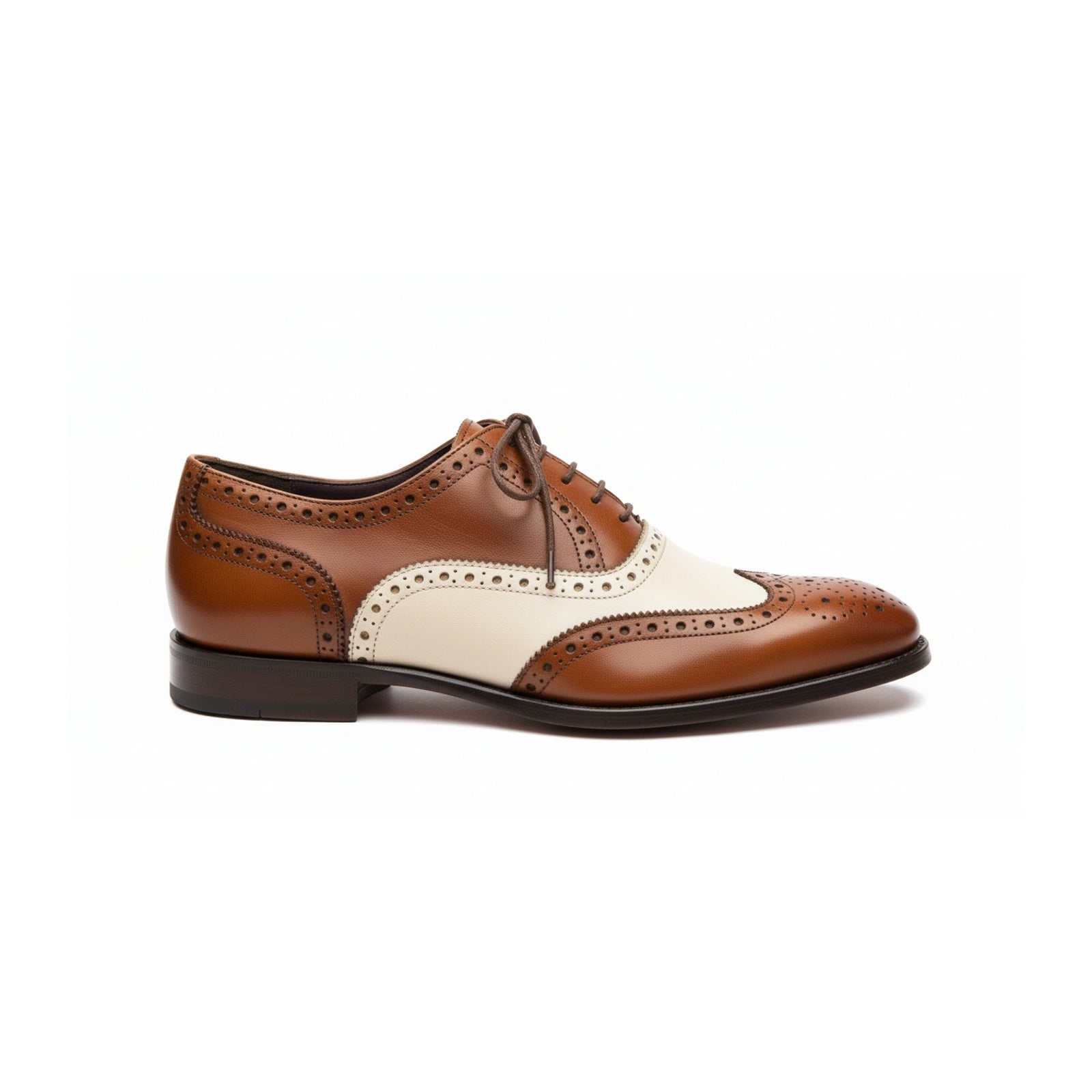 Men Spectator Shoes, Two Tone Shoes, Brown and White Formal Shoes, - side-view