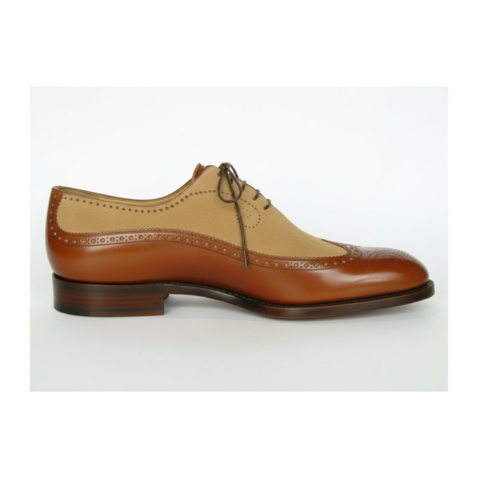 Men Spectator Shoes, Wingtip Brogue Two Tone Shoes, Formal Dress Shoes - side-view