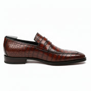 Men's Alligator Embossed Leather Moccasins - side-view