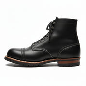 Men's Ankle High Black Leather Casual Boots - side-view
