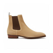 side-view - Men's Beige Suede Chelsea Ankle Boots