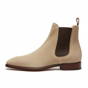 Men's Beige Suede Chelsea Ankle Boots - side-view
