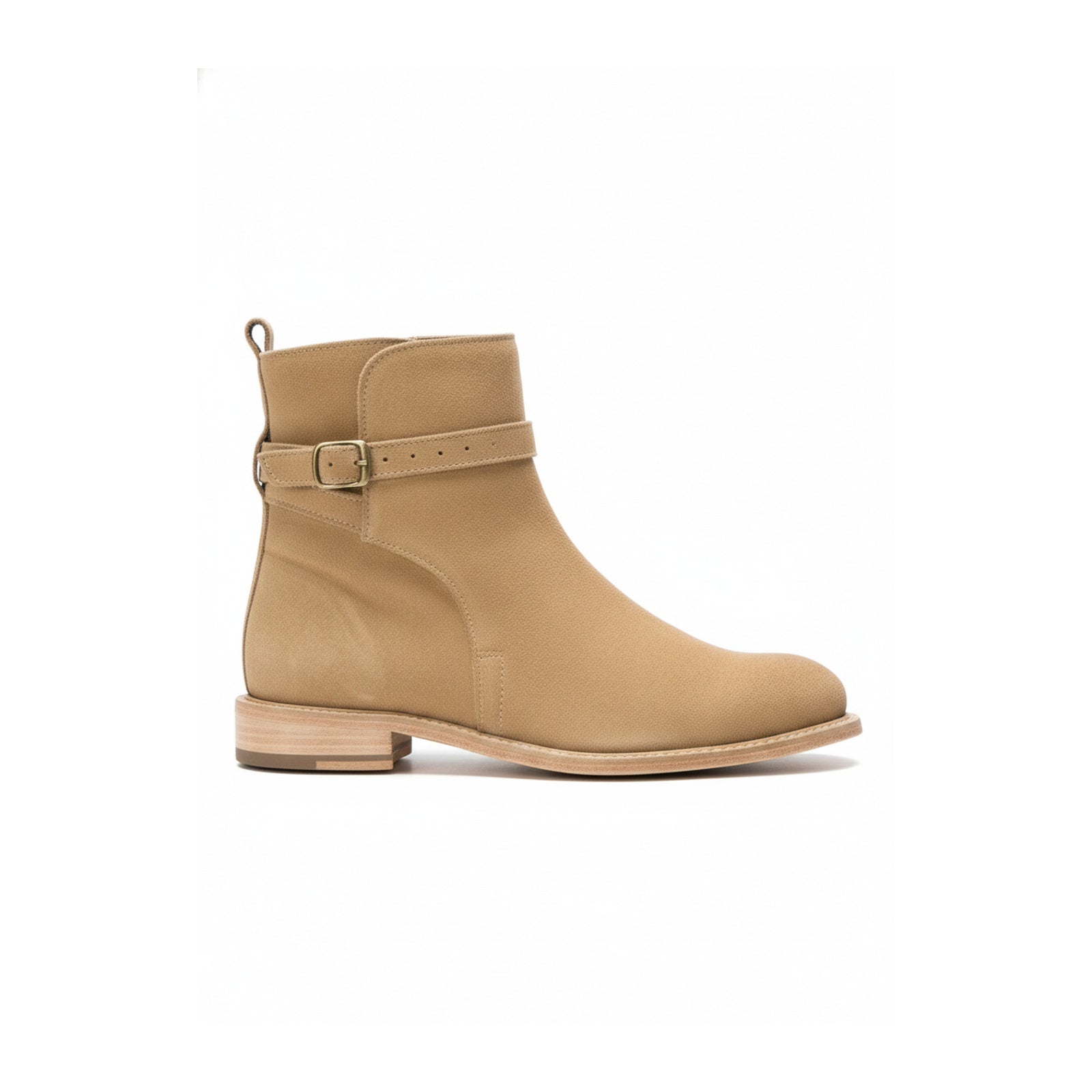 Men's Beige Suede Jodhpur Ankle Boots - Handmade Luxury Footwear - side-view