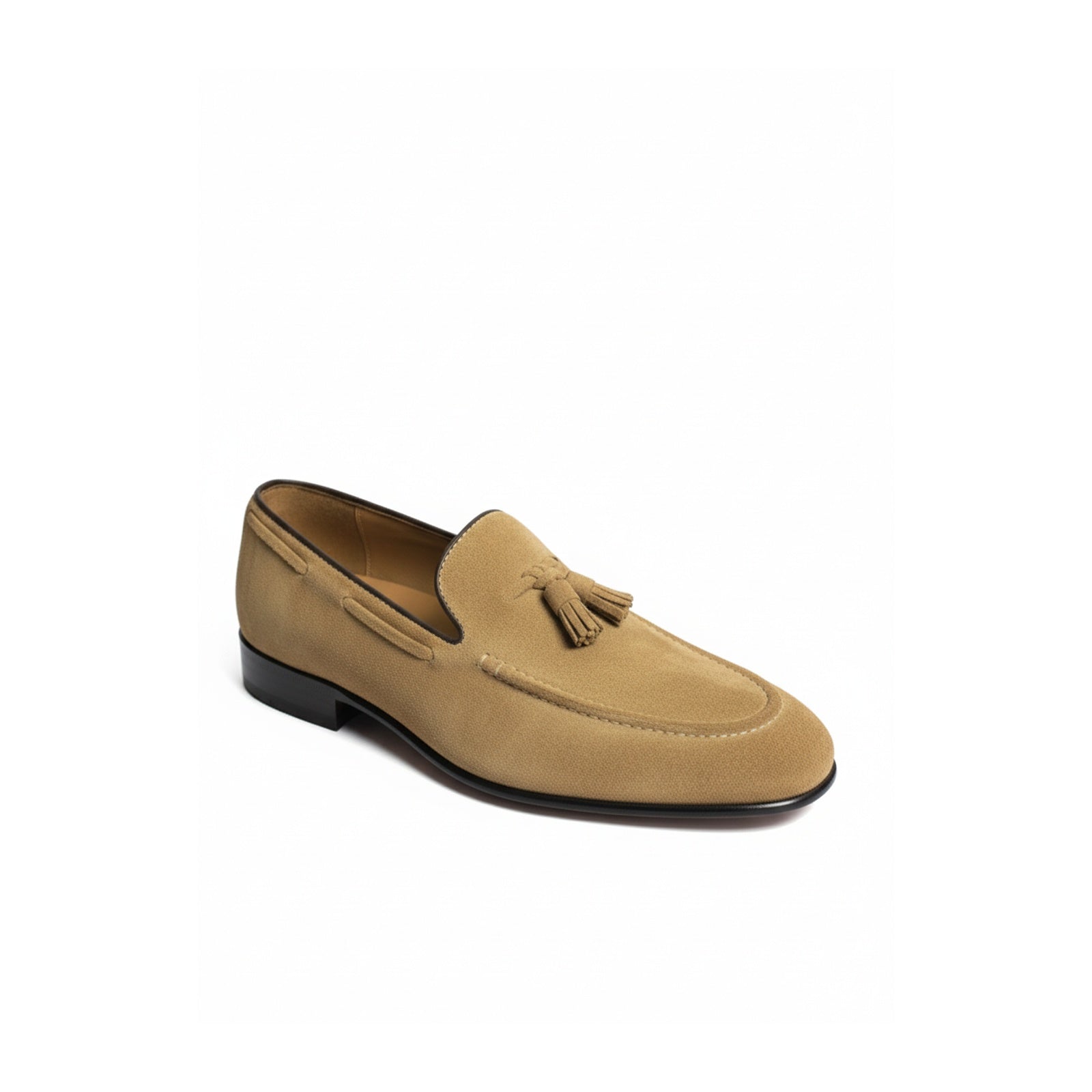 Men's Beige Suede Moccasins - side-view