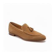 side-view - Men's Beige Suede Tassel Loafers