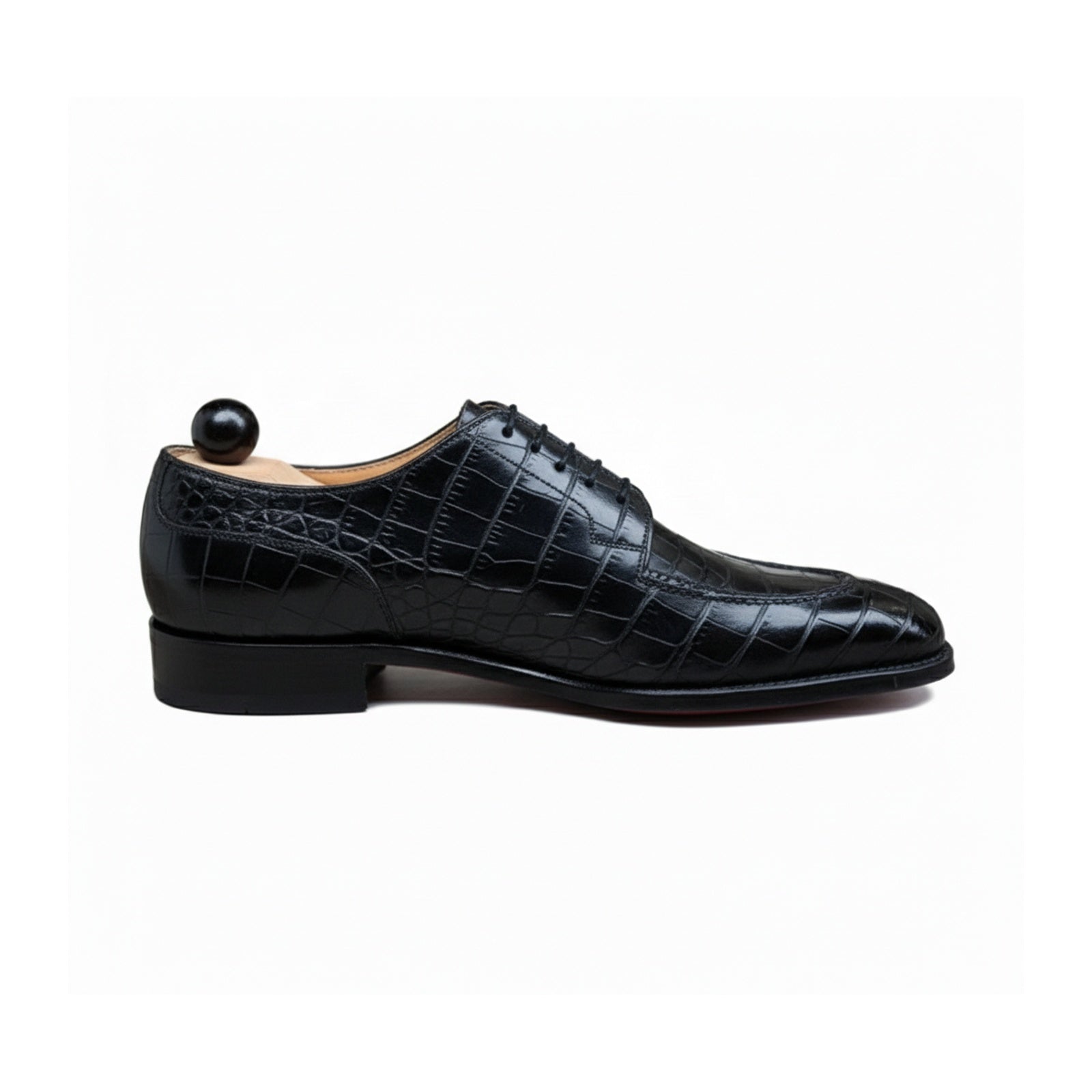 Men's Black Alligator Embossed Leather Dress Shoes - side-view